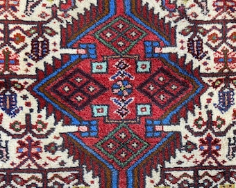 Vintage Persian tribal wool woven long runner rug
