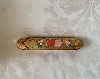 Antique Middle easern papier mache painted large pen case