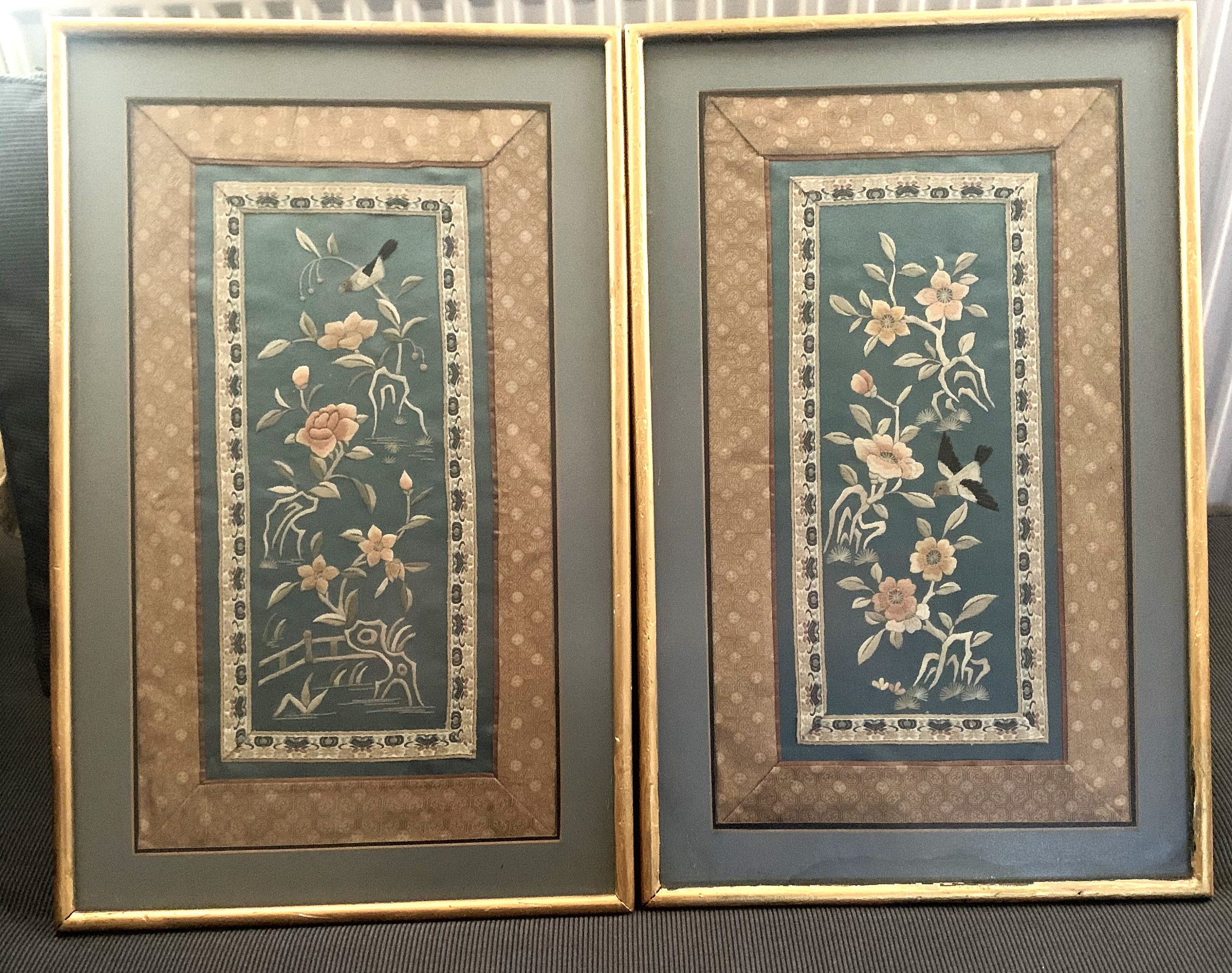 ヴィンテージ中国高級シルク絵画アート刺繍 X 2 - Etsy 日本