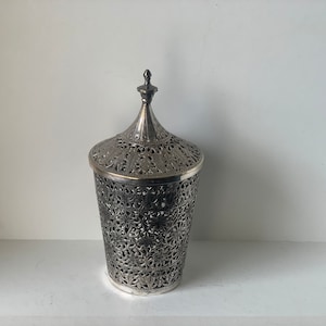 Antique Kutch Indian silver plated potpourri box