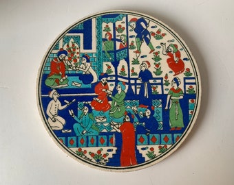 Vintage Middle Eastern pottery hand miniature painted tile