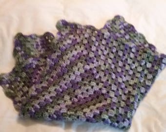 Green and Purple Variegated Acrylic Granny Square Nap Blanket