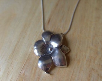 Pendant flower shape,Hand made,Sterling silver,