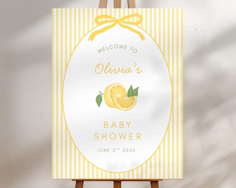 Zitronen-Babyparty-Willkommensschild, kann nicht warten, um Ihre Babyparty zu quetschen, Citrus-Babyparty-Schild, Canva-Vorlage, digitaler Download