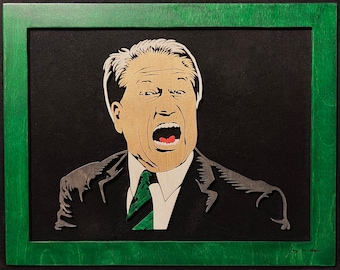 Tom Izzo Portrait "Izzo" by Jay Roberts featuring MSU Basketball Coach.  For Michigan State Spartan fans, a wooden scroll saw cut art piece.