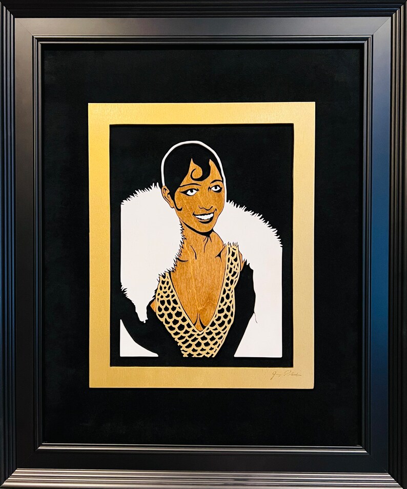 Josephine Baker Portrait Jazz Age Icon Redux Portrait by Jay Roberts Creole Goddess Scroll saw art Black art Wooden art image 2