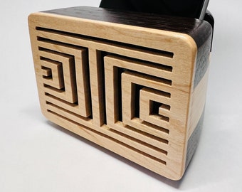 Wenge and maple cell phone speaker w/ diamond illusion design iPhone Speaker - Wooden Speaker - Phone Amplifier - Acoustic Speaker