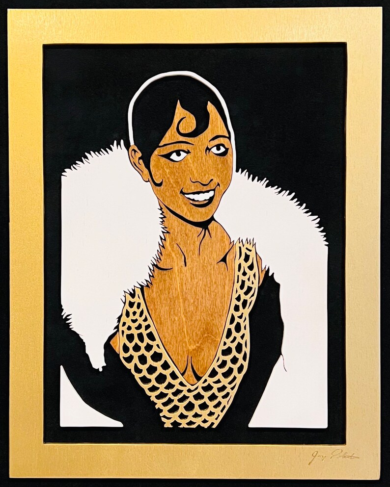 Josephine Baker Portrait Jazz Age Icon Redux Portrait by Jay Roberts Creole Goddess Scroll saw art Black art Wooden art image 3