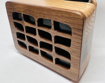 White ash & Walnut cell phone speaker w/ classic radio front design - iPhone Speaker - Wooden Speaker - Phone Amplifier - Acoustic Speaker