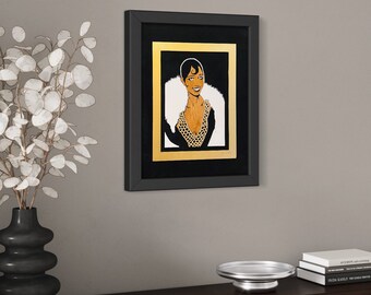 Josephine Baker Art, Jazz Age-icoon, geschilderd houten figuurzaagportret