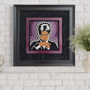 Prince &quot;Musical Genius Redux” scroll saw portrait Wood cut art piece tribute to a fallen icon comes matted and framed