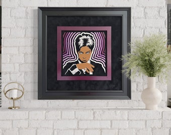 Portret Prince Wood Cut: figuurzaagkunst, gematteerd en ingelijst