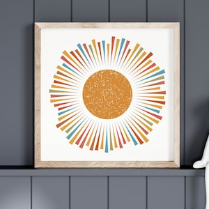 1st Birthday Gift Sentimental, Personalized Boho Sunburst Star Map by Date, First Birthday Gift Girl or Boy, Daughter or Son, One Year Gift