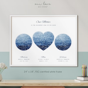 Cadeau personnalisé pour maman de la part de la fille, cadeau de la fête des mères pour la maman du fils, cadeau d’anniversaire personnalisé de la carte des étoiles des enfants, cadeau pour son Noël