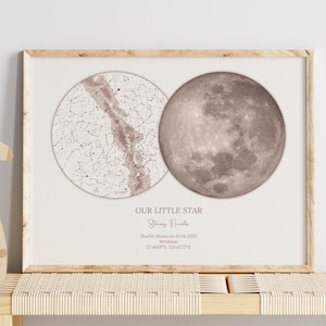 On the Night You Were Born Print | Personalized Star Map & Moon Phase Artwork | Baby Nursery or 1st Birthday Keepsake (Digital Download)
