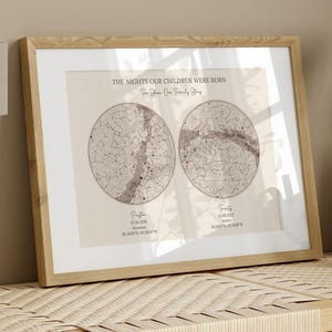 Personalized Two Star Map Print | Custom Constellations for Two Dates | Wedding, Anniversary, Parents or Family Gift, Digital Download