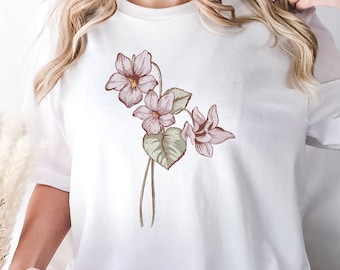 Custom Birth Flower Tshirt, Christmas Gift for Wife Who Has Everything, Custom Birthday Present for Wife, Floral T-Shirt