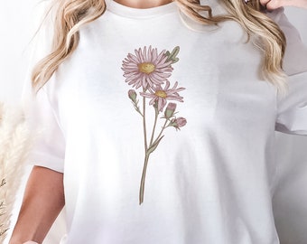 Custom Birth Flower Shirt, Christmas Gift for Women Who Has Everything, Custom Birthday Present for Woman, Floral T-Shirt