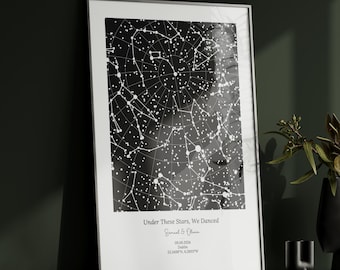 Custom Star Map Print | Paper Anniversary Gift | Wedding Night Constellation Artwork