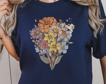 Birth Flower Bouquet T-Shirt - Celebrate Special Dates and Cherished Memories with this Floral Design