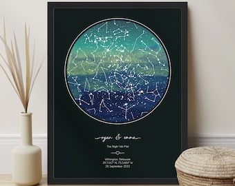 Anniversary Star Map Print, Custom Boyfriend Gift Anniversary, Personalized Gift for Him Anniversary, The Night We Met Stars