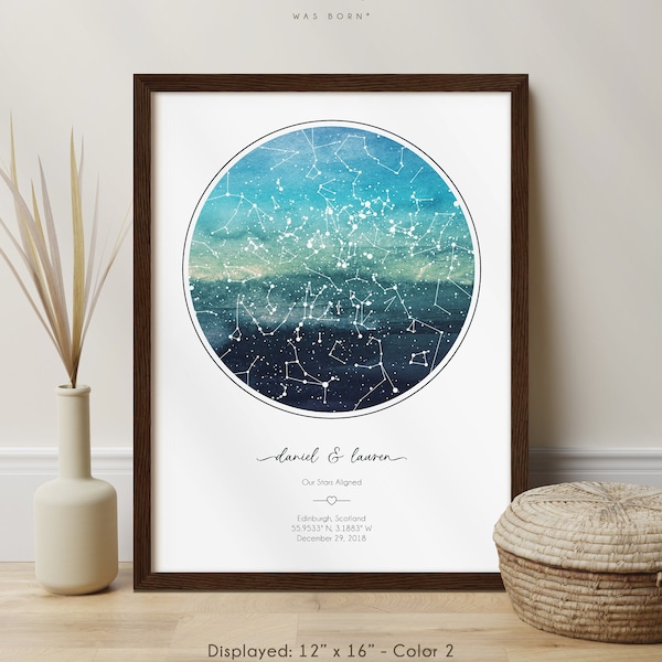 Star Map Anniversary Gift for Husband, Wedding Anniversary Gift for Him, The Stars Aligned On This Night Print