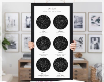 Digital 6 Night Sky Star Map, Printable JPG File, Mothers Day Gift for Mom, Fathers Day Gift for Dad, Grandma Christmas Gift - SK06D