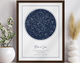 Custom Star Map by Date, Personalized Mom Gift from Daughter, Son or Kid, Christmas Gift for Mum, Birthday Gift for Mommy, Mother's Day Gift