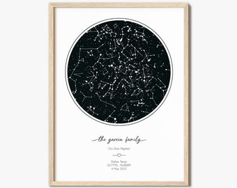 Custom Star Map by Date - Night Sky Star Map with Date and Location - Personalized Gift