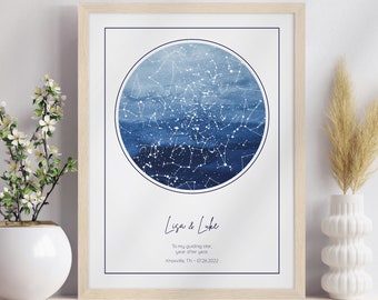 Custom Star Map Print for an Anniversary Gift for Her, Personalized for your Wife or Girlfriend