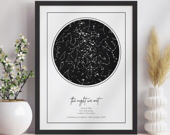 Custom Star Map Print for an Anniversary Gift for Him, Personalized for your Husband or Boyfriend