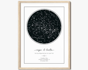 Star Map Printable - Digital Download and Custom Print Options - Perfect for Anniversaries