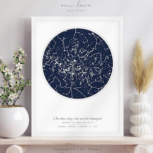 Star Map Birthday, 50th Birthday Gift for Women, 21st Birthday Gift for Her, 30th Birthday Gift Best Friend, Mom Birthday Gift Personalized image 1