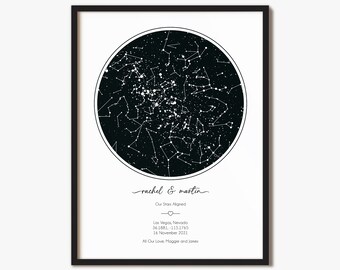 Custom Star Map Print - Personalized Night Sky Poster - Framed Wall Art Decor for Home