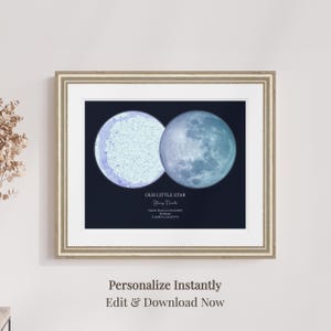 On The Night You Were Born Print, Night Sky Star Map by Date, New Baby Girl Gift Personalize, Gift for Baby Girl, Framed Nursery Art Poster