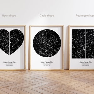 Long Distance Relationship Boyfriend Night Sky Print, Personalize Long Distance Boyfriend Gift Map, Split Location Long Distance Girlfriend image 4