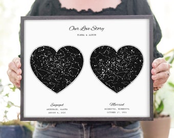 Engagement Gifts for Couple, Star Map for Engagement, Constellation Print, Night Sky Map, Personalized Gifts, Engagement Gift