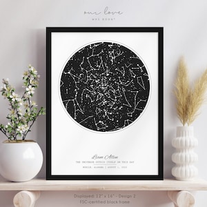 Carte des étoiles par date pour bébé garçon, citation le jour de la naissance de la chambre d'enfant, carte du ciel nocturne personnalisée, carte des étoiles pour petite fille, constellation