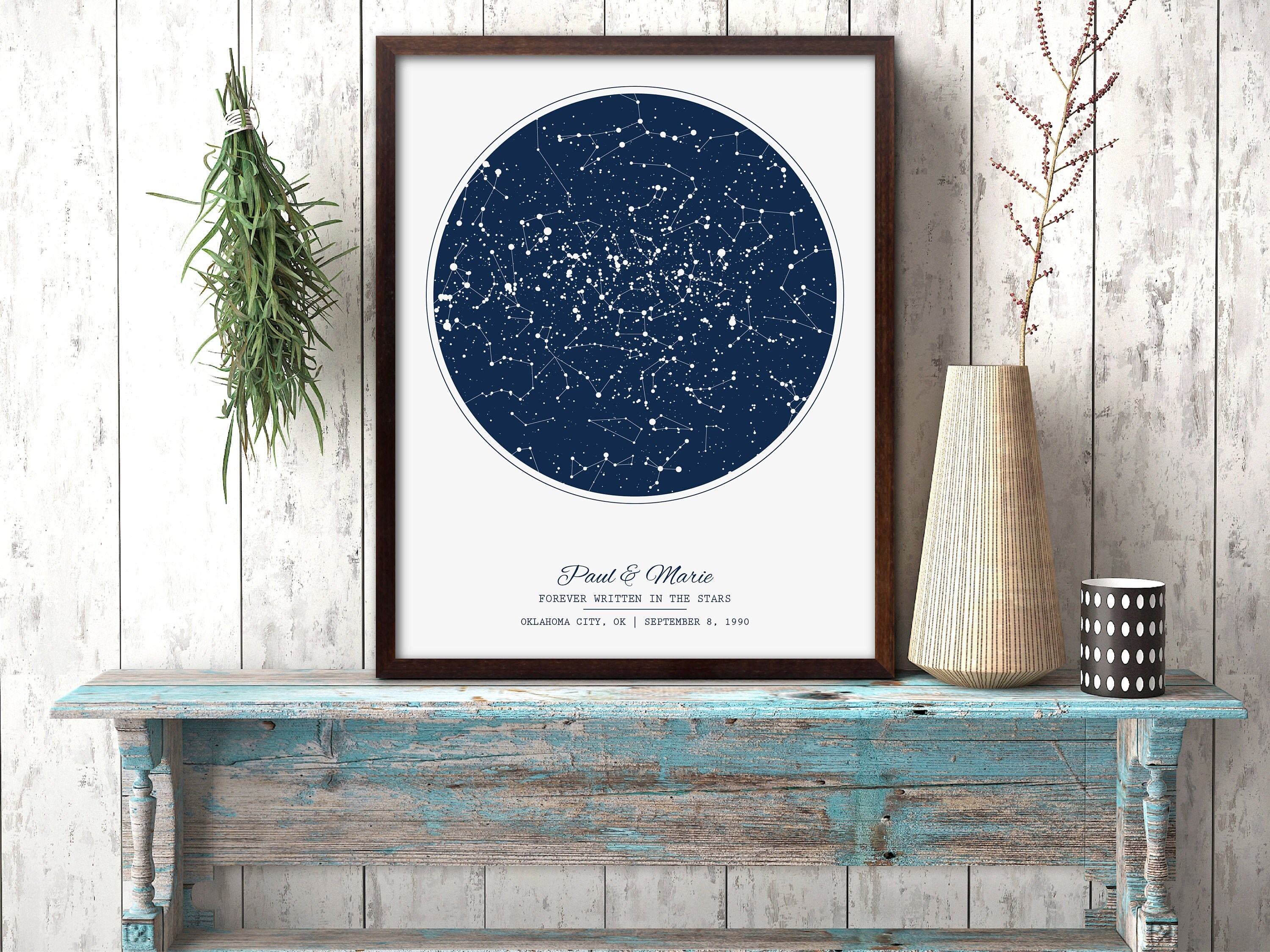 Night Sky By Date And Location Night Sky Print By Date And Location 20Th Anniversary Gift | Etsy