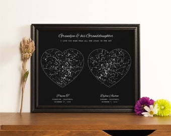 Gifts for Grandpa from Granddaughter, Star Map for Grandpa, Constellation Poster, Night Sky Quote, Personalized Gifts that are Meaningful