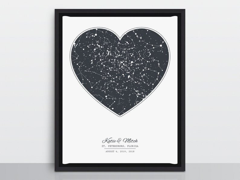 Star Map Wall Decor for Him on 5th Anniversary ($35)