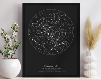 Birthday Night Sky by Date, Boyfriend Birthday Gift, for Men, 21st Birthday for Him, 30th Birthday for Husband, Birthday Gift for Brother