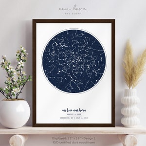 1 Emplacement Carte des étoiles Tableau des constellations Ciel nocturne - Notre amour est né Boutique, Spectacle d'aujourd'hui, La vue, Cadeau de la fête des mères, Étoilé, OurLoveWasBorn