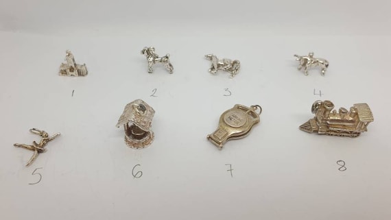 Vintage sterling silver charms. Cathedral, poodle… - image 1