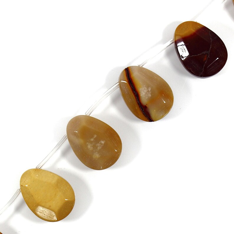 Pear Shape Top side Drilled Beads 1 Strand Mookaite Cream and Chocolate Jasper Flat Beads Teardrop Beads DIY Crystal Healing 20x15mm