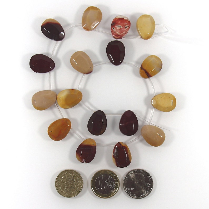 Pear Shape Top side Drilled Beads 1 Strand Mookaite Cream and Chocolate Jasper Flat Beads Teardrop Beads DIY Crystal Healing 20x15mm