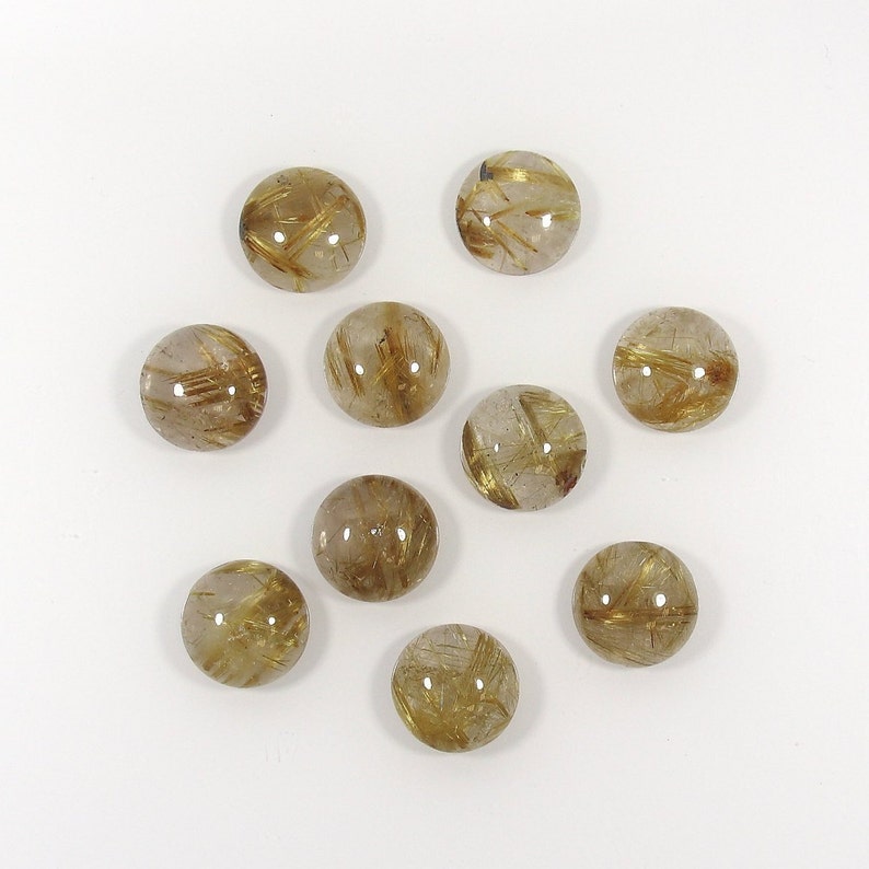 For Ring Smooth Cabochon Round Shape Genuine Gold Rutile Quartz Natural Gemstone 18mm Crystal Healing