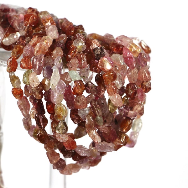 1 Strand Genuine Spinel Multicolor, Nugget beads, beautiful pink shades, 7x5 mm - 73 Carats - Ideal for DIY Jewellery - 14.1 inches strand