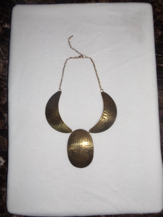 Brass Half Moon Hammered Necklace