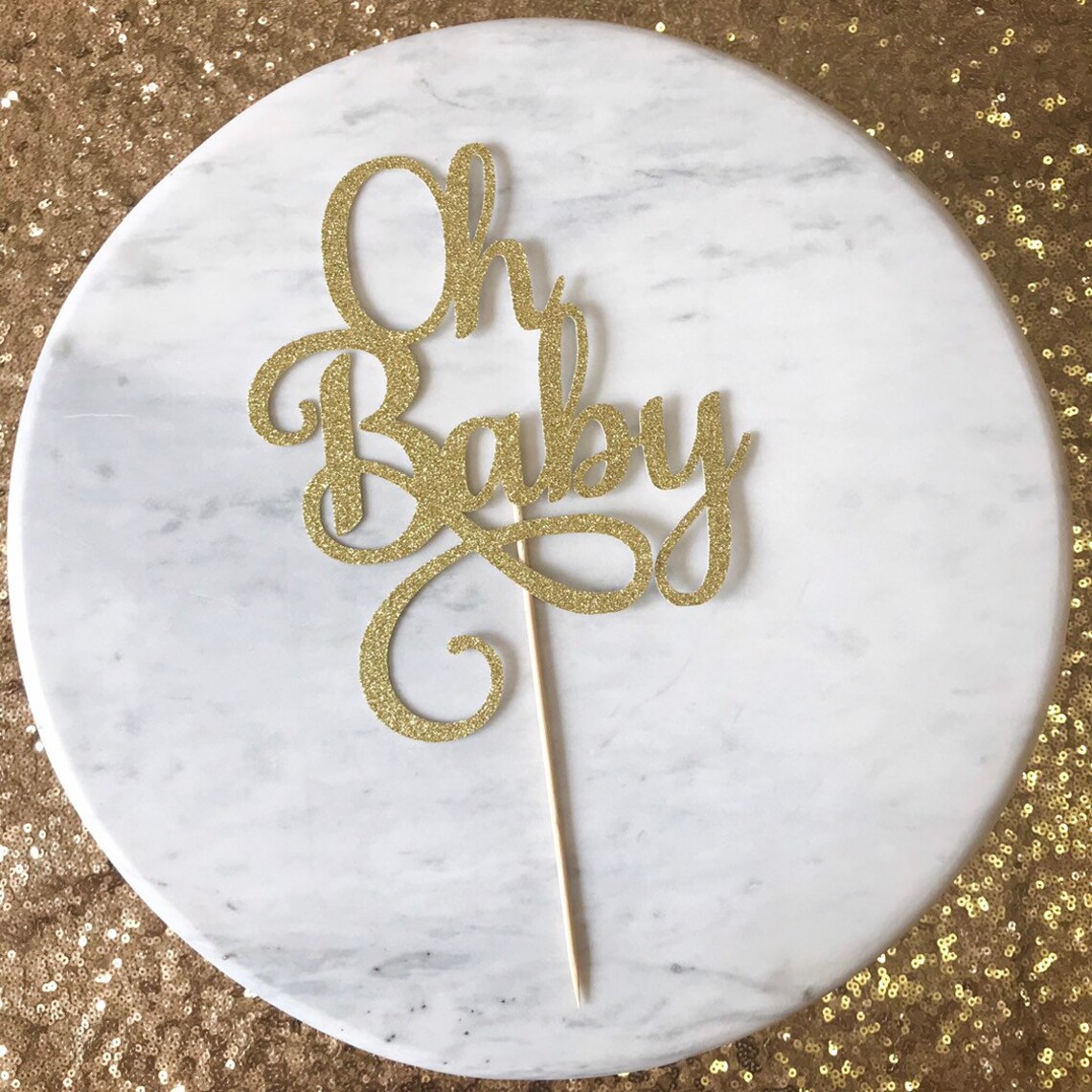Oh Baby Cake Topper Baby Shower Cake Topper Gold Glitter Etsy Australia